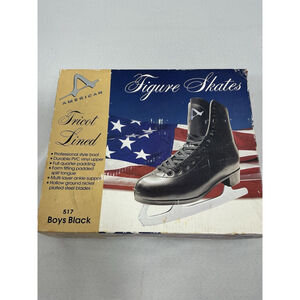 Boys Excellent Cond. American Tricot Lined Figure Ice Skates 517 Size 12 Black